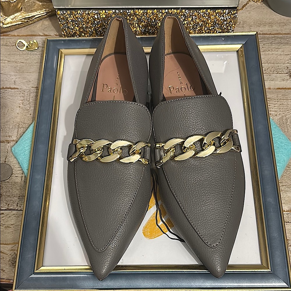 Paolo Gray Loafers with Gold Chain for Women - NEW! ✨✨🔥